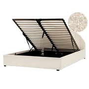 Letto contenitore Bianco Sporco Boucle Poliestere Tessuto UE Doppio Dimensioni 140 x 200 cm Design moderno minimalista