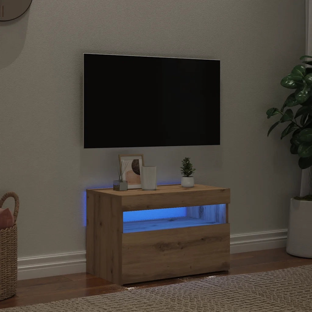 Mobile Porta TV con LED-Mobile per TV-Credenza TV Artigianale 60x35x40 cm Multistrato