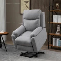 Poltrona Relax Alzapersona Elettrica Reclinabile con Telecomando e Poggiapiedi in Tessuto, Grigio Chiaro