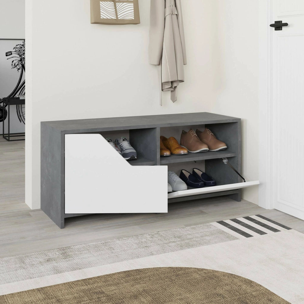 Mobile Portascarpe Berto, Scarpiera 8 Paia, 105x37x47h cm Grigio