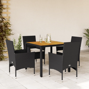 Set Pranzo da Giardino 5 pz con Cuscini Nero Polyrattan Acacia 3278664