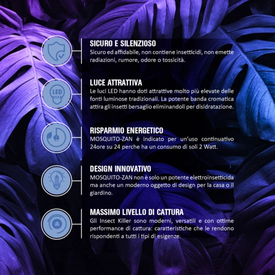 Elettroinsetticida " Mosquito Zan" ad aspirazione con Led UV-Resistente all'acqua
