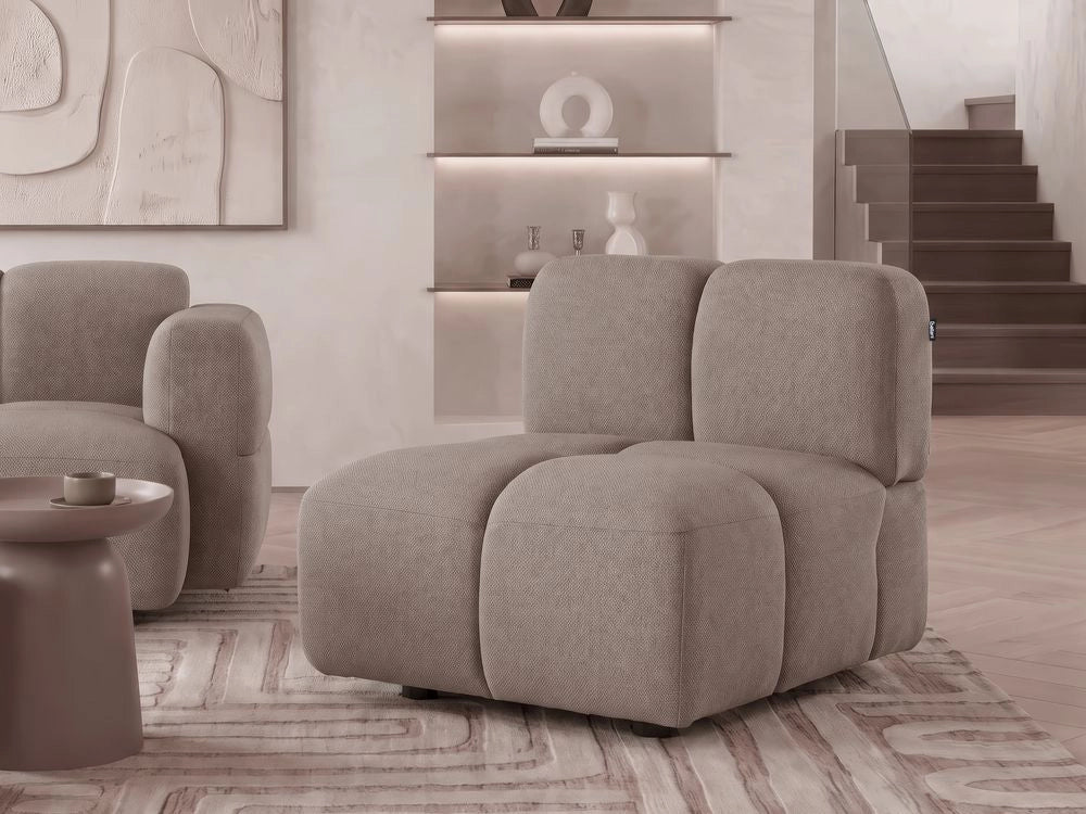 Poltrona modulare, modulo a 1 posto, senza braccioli, rivestita in tessuto tortora stile moderno