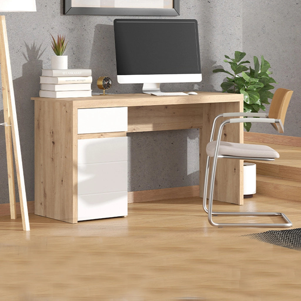 Bovec, Scrivania un Cassetto, 140x52x76h cm Marrone Rovere Nodi