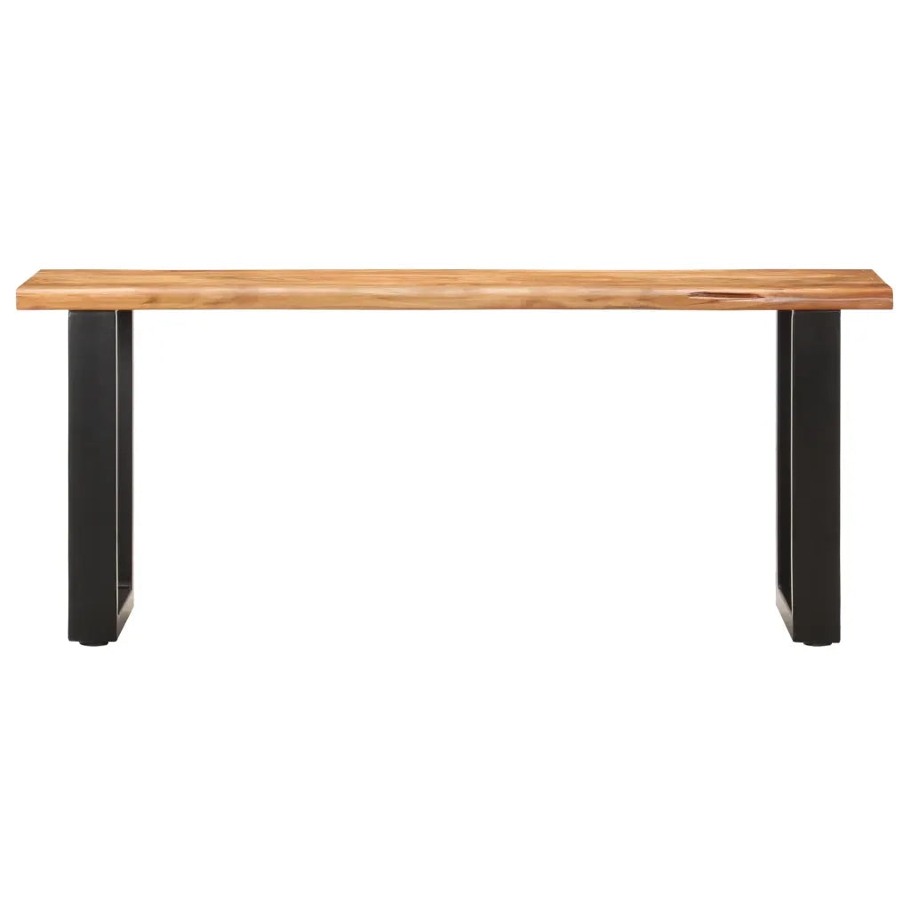 Panca con Bordi Vivi-Sgabello 110 cm in Legno Massello Acacia e Acciaio