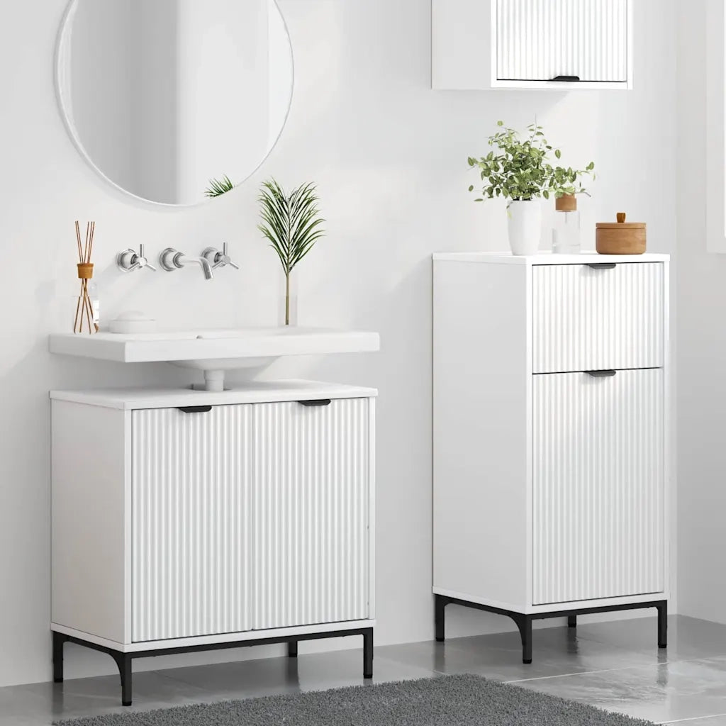 Set di mobili per il bagno con cassetto con porta 2 pcs Bianco