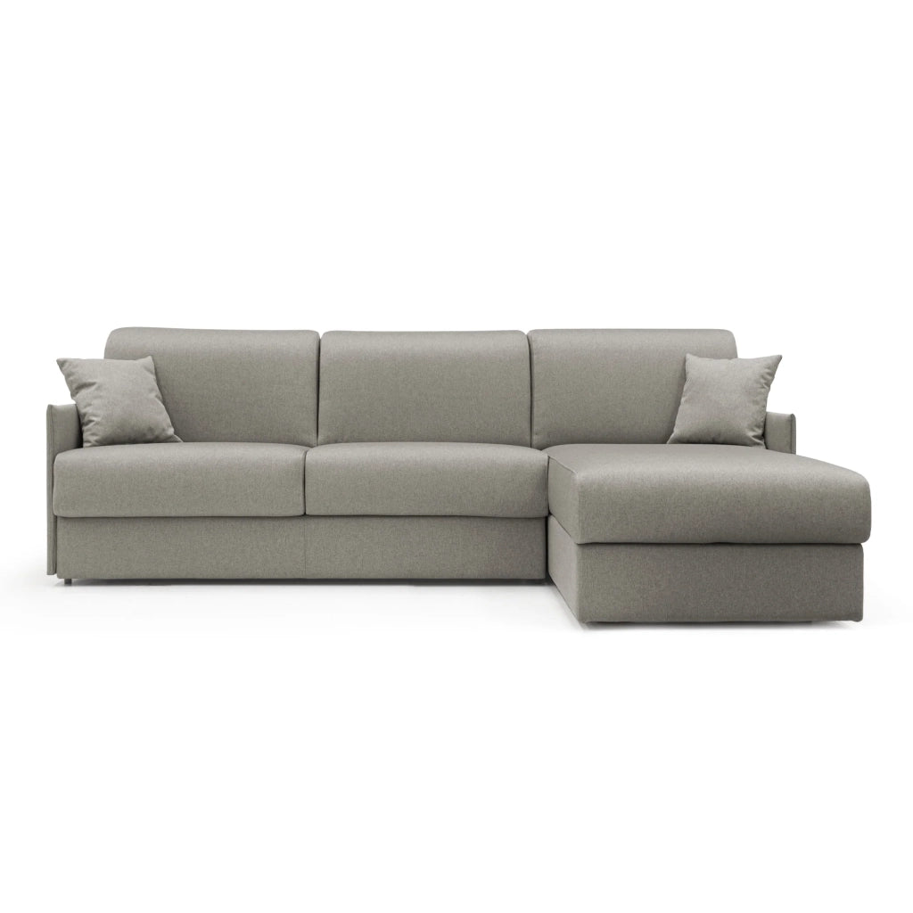 Evans Divano letto angolare con penisola in morbido tessuto impermeabile T13 252 cm Sinistro (mat. 140x197)  tortora