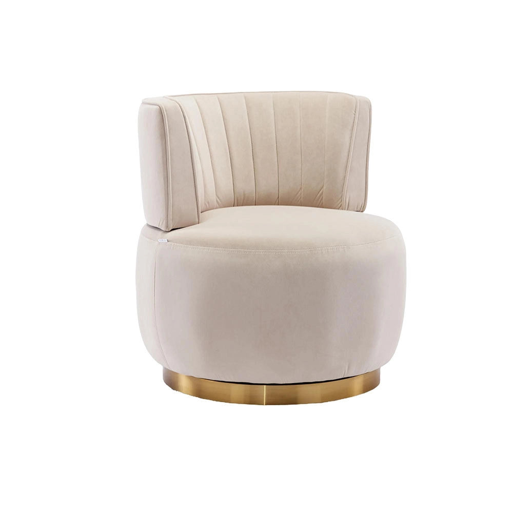 Sedia girevole moderna 360 gradi - Xylo - Struttura stabile, rivestimento in velluto, colore beige