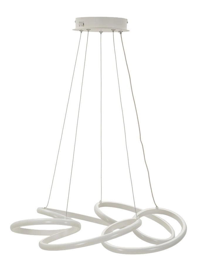 Lampadario LED Glovy Bianco Ø55x120 cm in Alluminio e Ferro e PVC Bianco