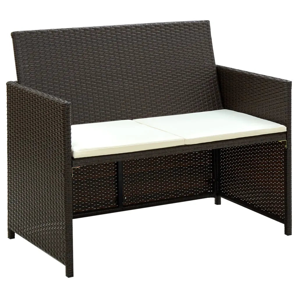 Set Divani da Giardino 4 pz con Cuscini in Polyrattan Marrone 43908