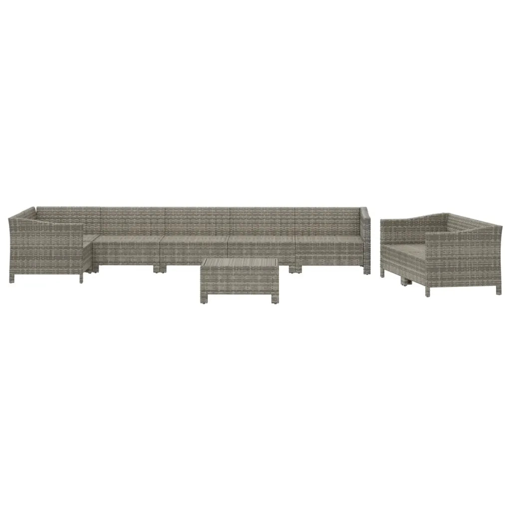Set Divani da Giardino 9 pz con Cuscini in Polyrattan Grigio 3187290