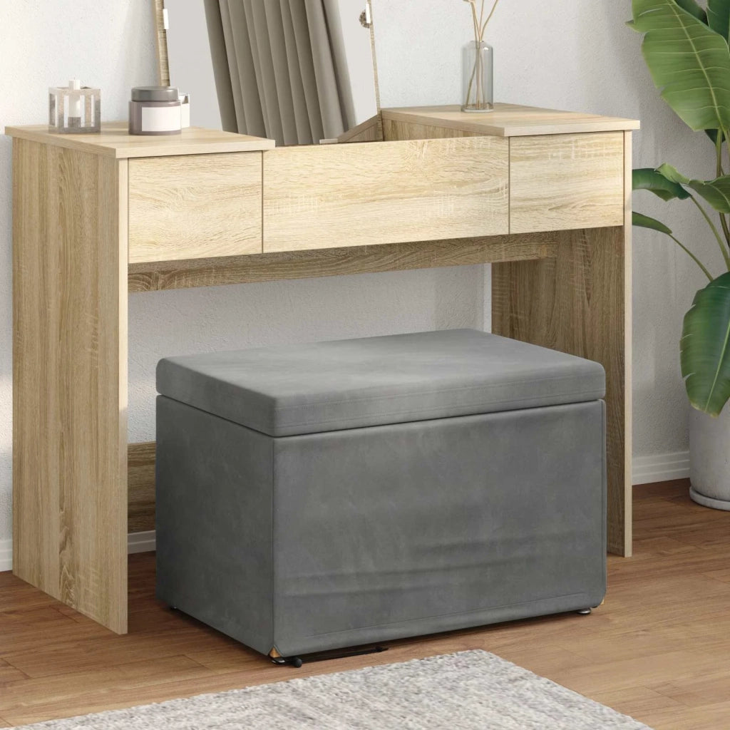 Pouf Grigio scuro Velluto e Legno Ingegnerizzato