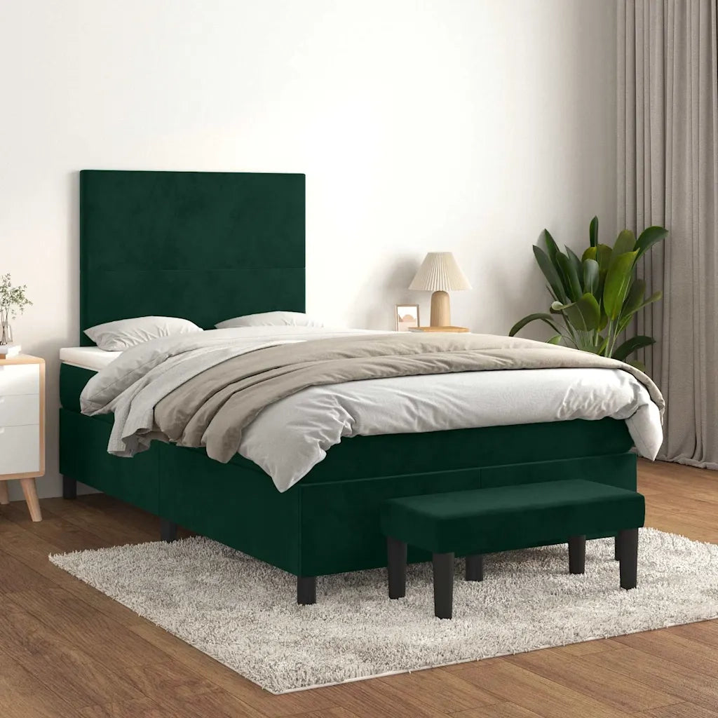 Giroletto a Molle con Materasso Verde Scuro 120x200 cm Velluto
