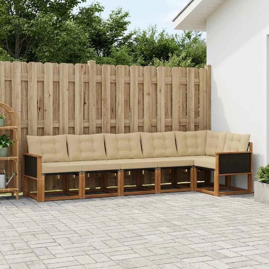 Set di divani da esterno 6 pz Naturale e Beige 3381977