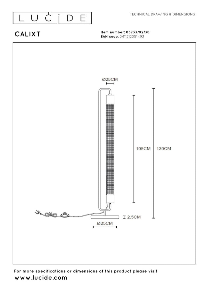 Lampada da terra loft nera in metallo 2xE27 CALIXT Lucide