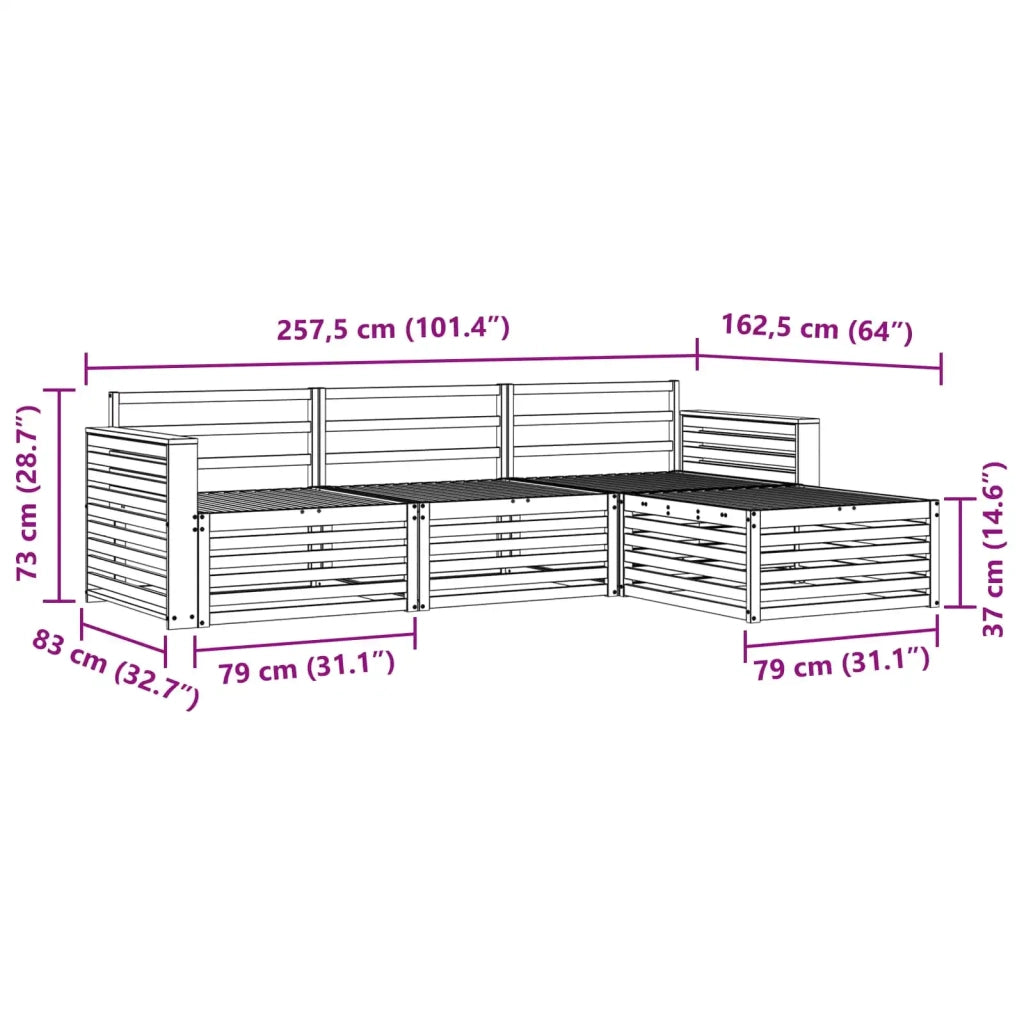 Set di divani da esterno Naturale 257,5 x 162,5 x 73 cm