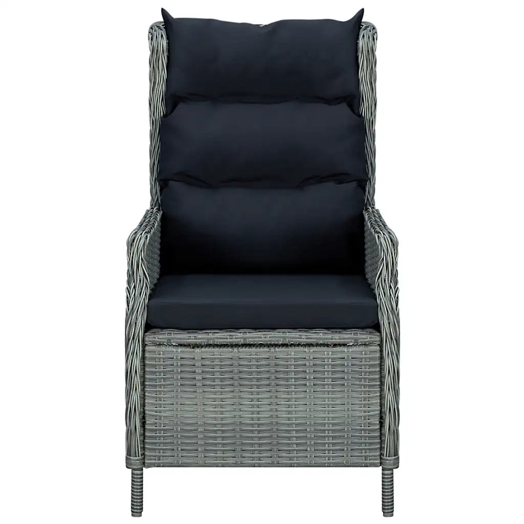 Sedia Giardino | Sedie da Esterno Reclinabile Cuscini in Polyrattan Grigio Chiaro