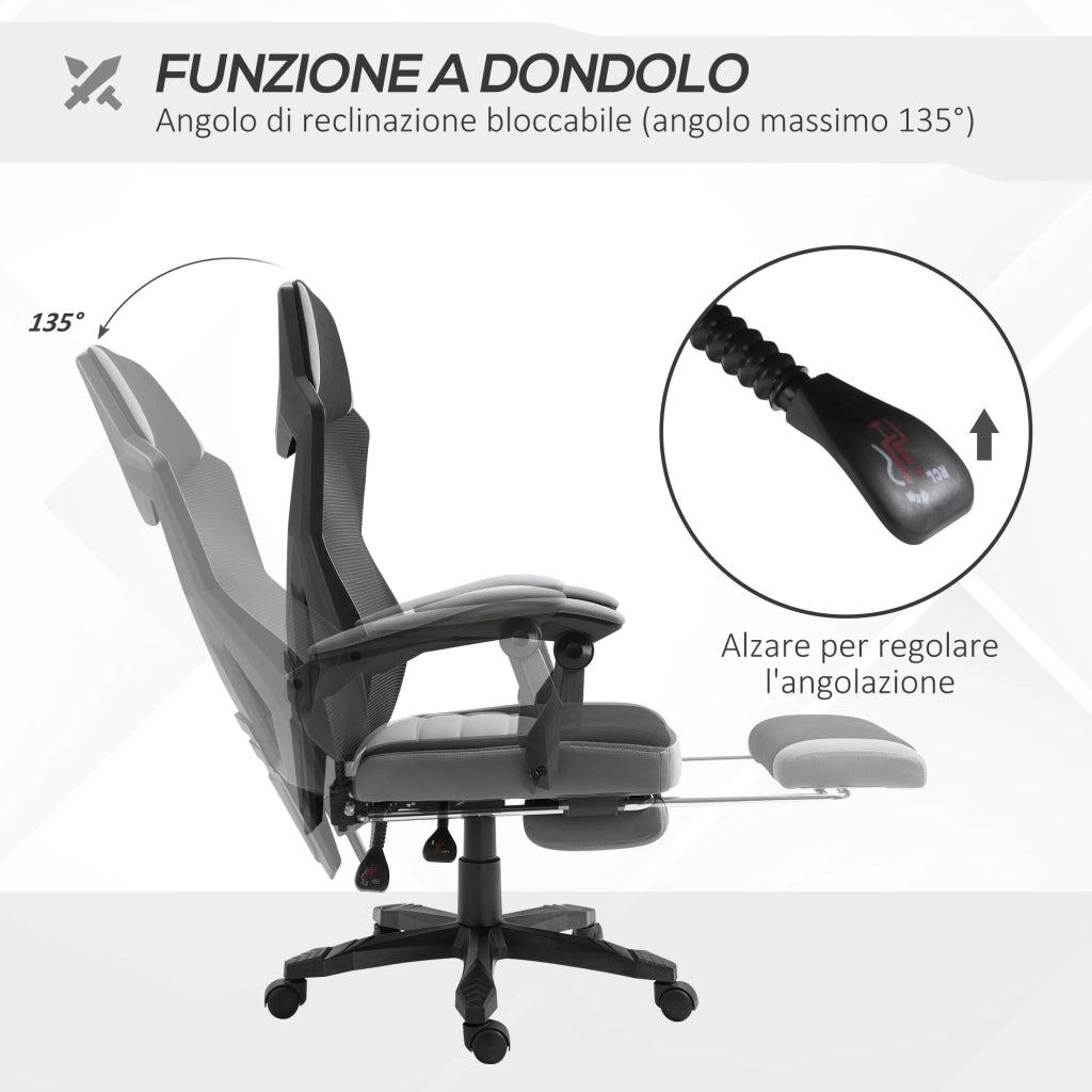 Sedia da Ufficio Ergonomica con Schienale Reclinabile ¨C Zephmum ¨C Grigio