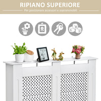 Copritermosifone in Legno a Griglia Bianco 111.5x82x19 cm