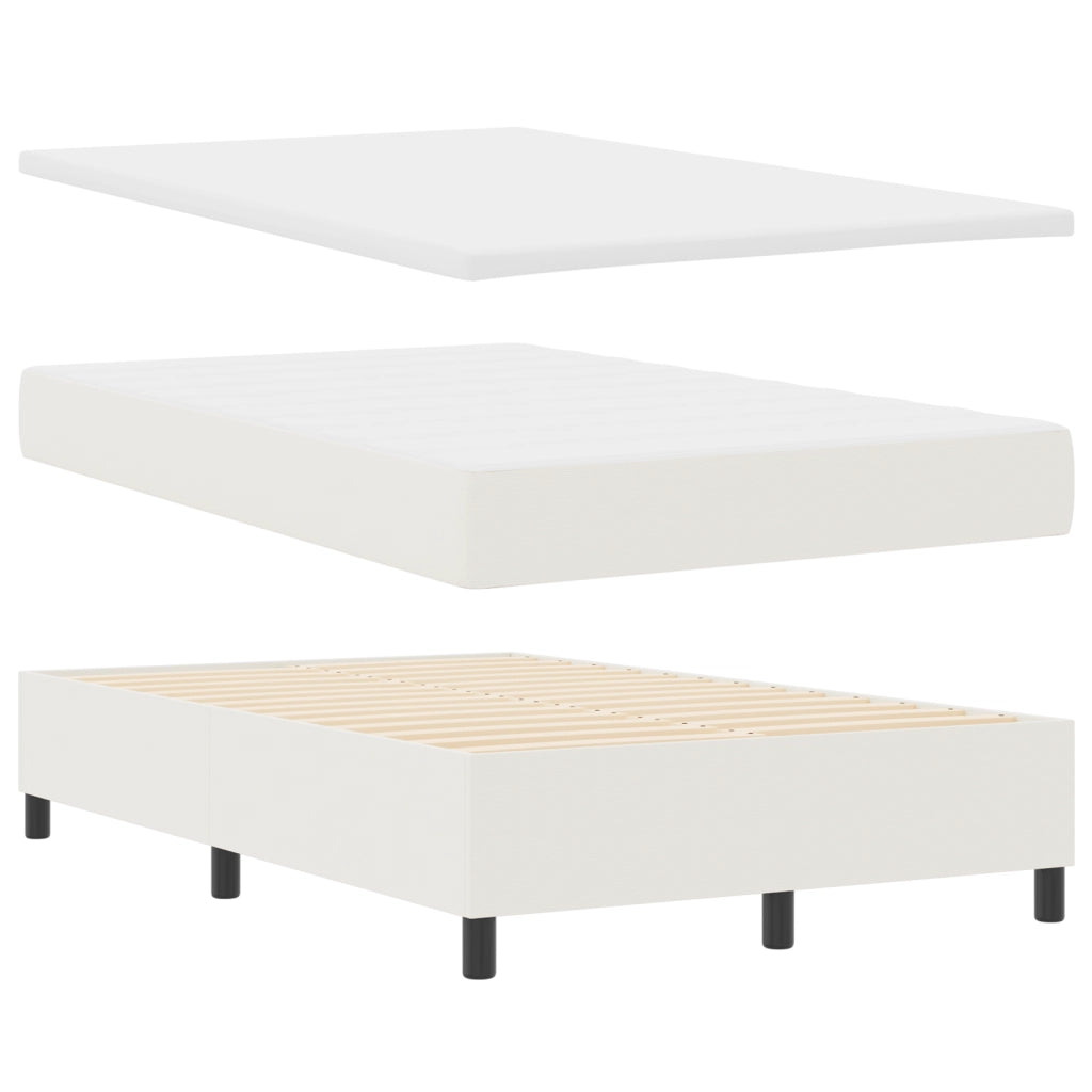 Letto Box Spring con Materasso e Luce LED Crema 120x200 cm Tessuto Corduroy