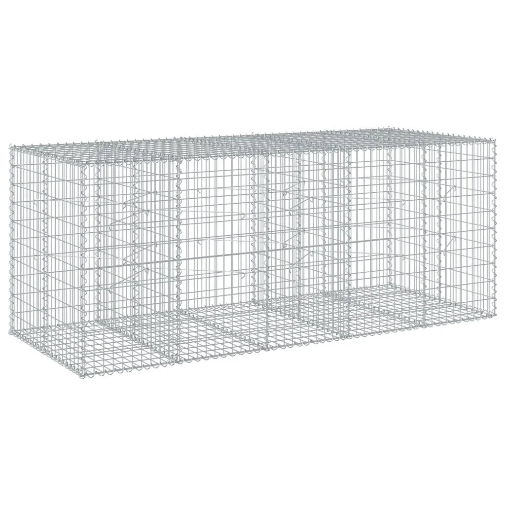 Cesto Gabbione con Copertura 250x100x100 cm in Ferro Zincato 3295193