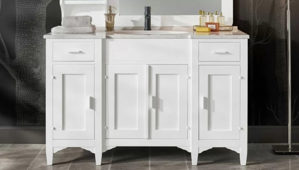 Mobile bagno completo legno shabby bianco 129x61x84 cm - Mobili 2G