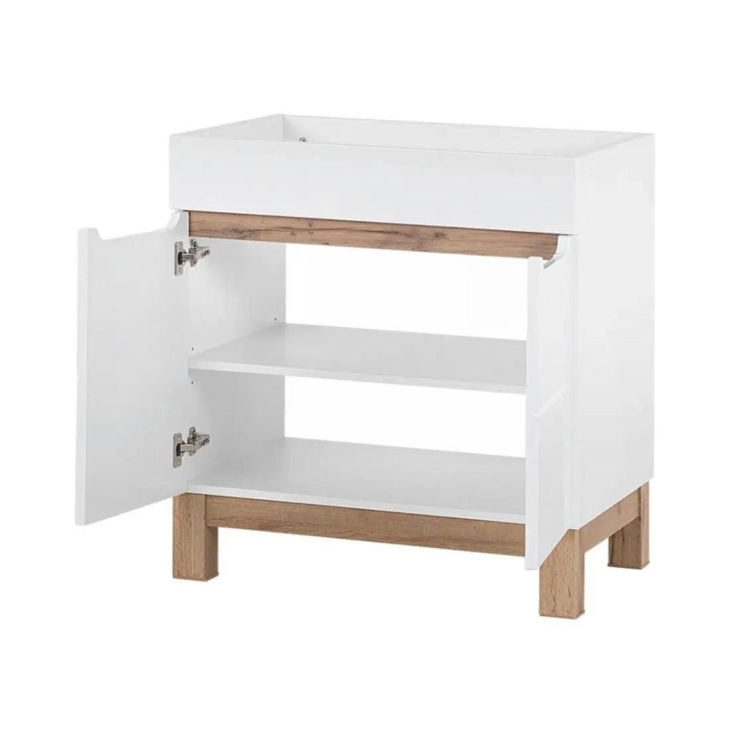 Insieme ERMANO: mobile sotto lavabo 80cm + lavabo da incasso + sifone + mobili con specchi