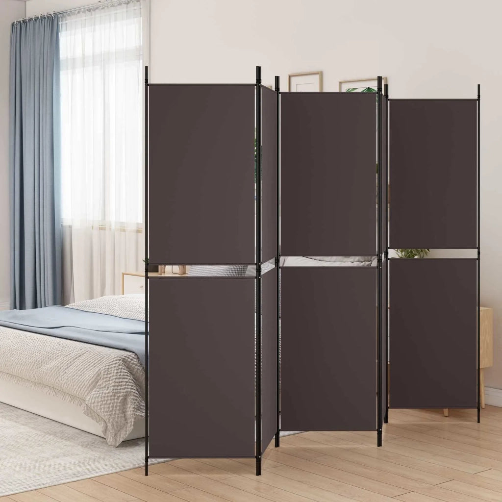 Divisorio a 5 Pannelli Marrone 250x180 cm in Tessuto 350219