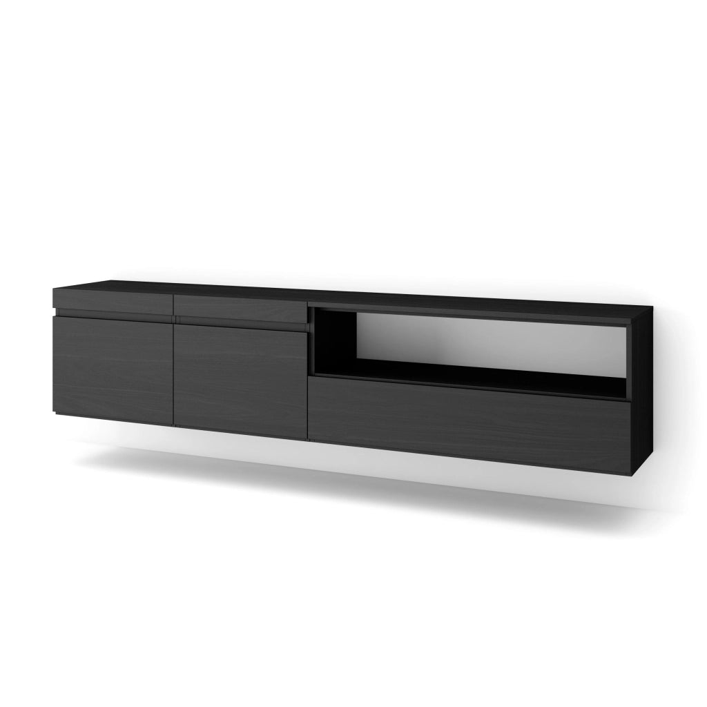 Mobile TV, 200x35x45cm, soggiorno, Per TV fino a 80", da appendere, Nero RF2192