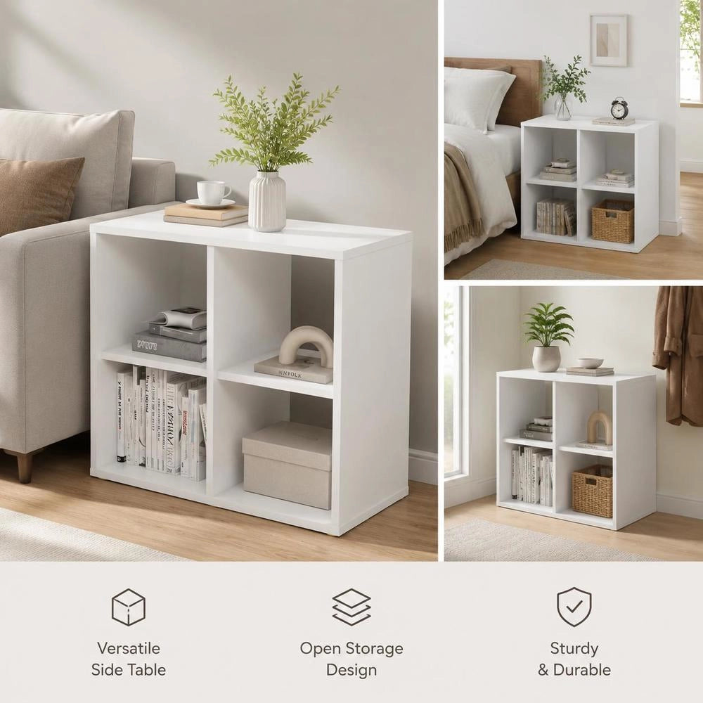 Side Table White 60x30x50 Cm Wood Material
