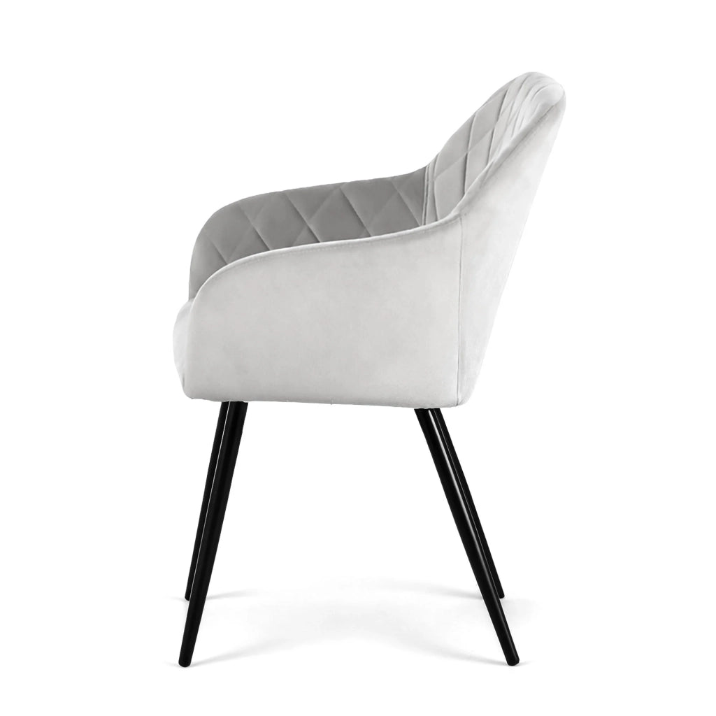 Set di 6 Sedie in velluto con cuciture a rombi VELTO Grigio gambe nere