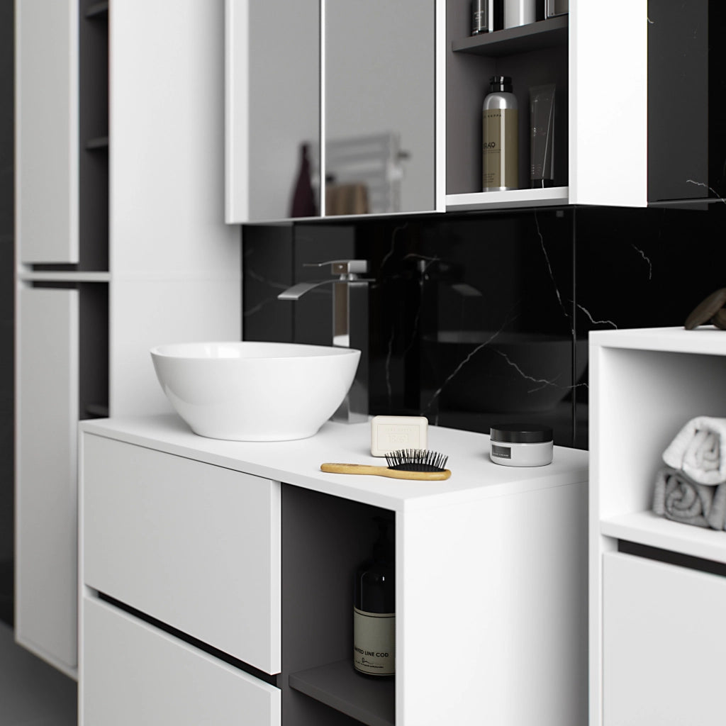 Mobile bagno sospeso VAMI Bianco, Grigio Grafite 35 cm 1 anta 35x30x80 cm