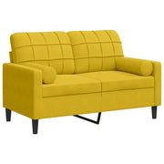 Divano | Divano da soggiorno | Sofa a 2 Posti con Cuscini Giallo 120 cm in Velluto