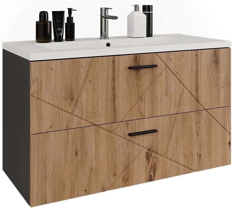 Set di mobili da bagno Irma, Antracite/Artisan, 2 parti