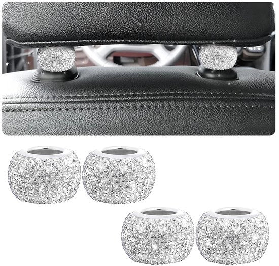 Accessori per sedile auto universali - Decorazione interno bling - Decorazione auto - 4 pezzi - Adatto per sedili auto regolabili - Decorazione con pietre strass