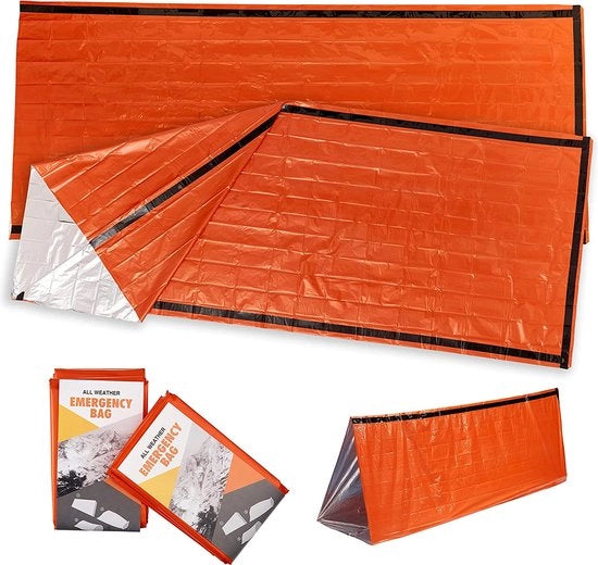 Deke di Emergenza Termica, Sacco da Soggiorno Premium | Fischietto di Sopravvivenza Ultraleggero Protezione dal Freddo / Deke di Emergenza, Sacco da Soggiorno - 2 pezzi - 91 cm x 213 cm