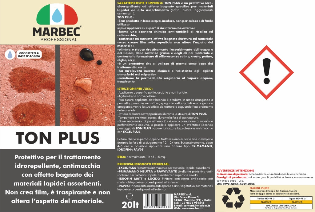 Protettivo effetto bagnato per pietre e cotto TON PLUS   20LT