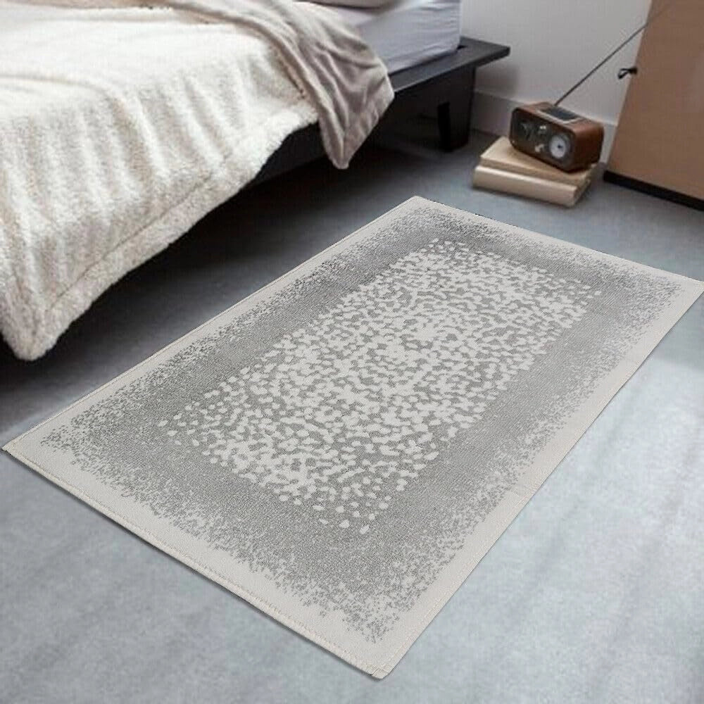 Tappeto Bagno Vintage Camera Scendiletto 80x120 Cm Morbido Cotone Assorbente Antiscivolo Grigio