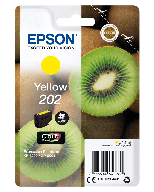 Epson Kiwi Singlepack Yellow 202 Claria Premium Ink