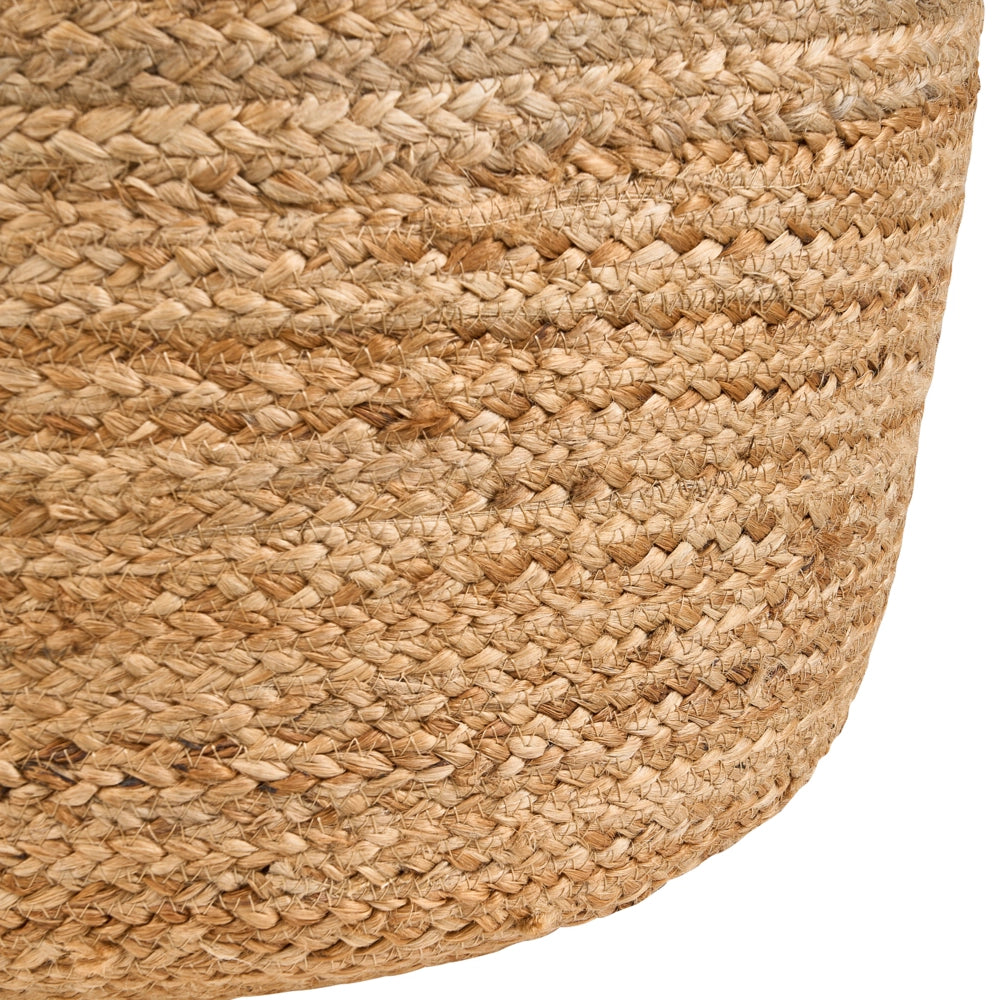 Pouf ottomana iuta beige perline EPS riempimento rotondo ø 46 cm stile boho