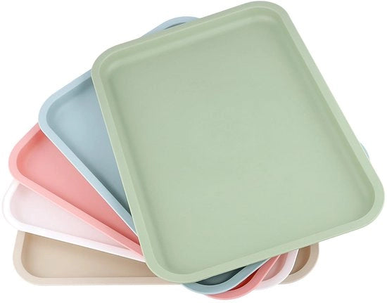 Piatto di servizio 36,5 x 26,5 cm - Reclinabile - Plastico - 5 pezzi - Duraturo - Antiscivolo - Ideale per feste