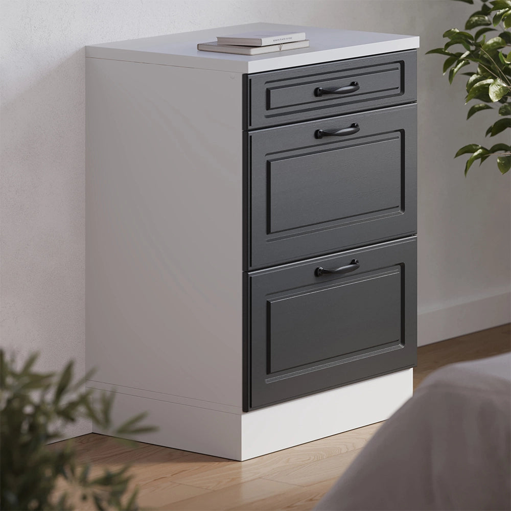 Mobile per mansarda Rion Antracite rustico/Bianco 60 x 83.8 cm senza inclinazione con 3 cassetti Vicco