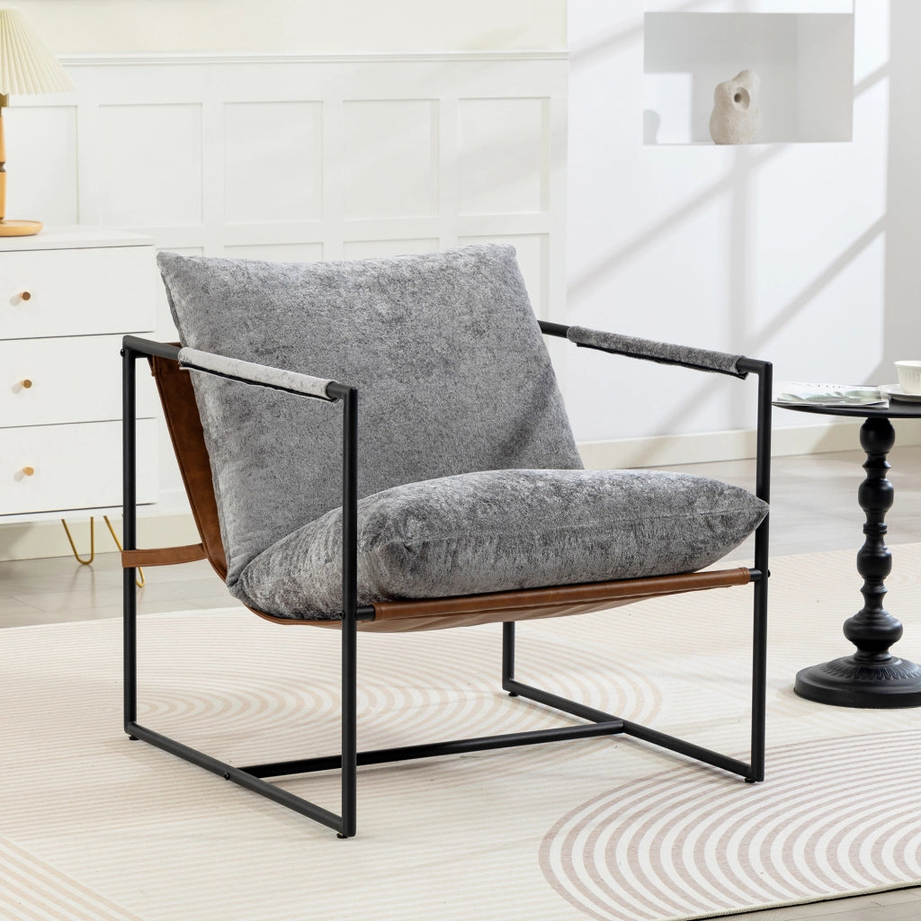 Poltrona imbottita in velluto ¨C zephmum ¨C grigio 77x91x80