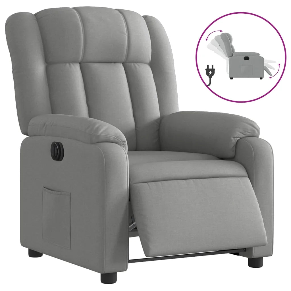 Poltrona | Sedia Relax Elettrica Reclinabile Grigio Chiaro in Tessuto