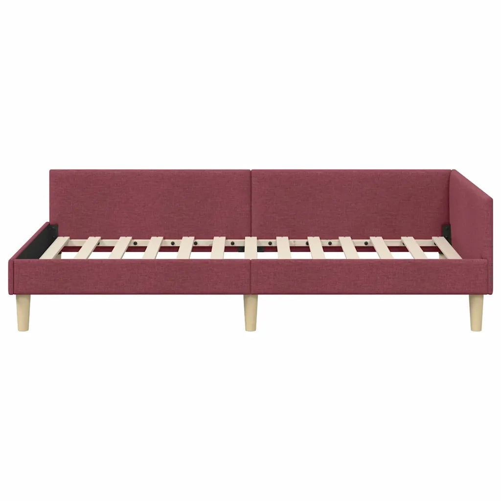Cornice del letto ad angolo Rosso Vino 100 x 200 cm Tessuto 42016128