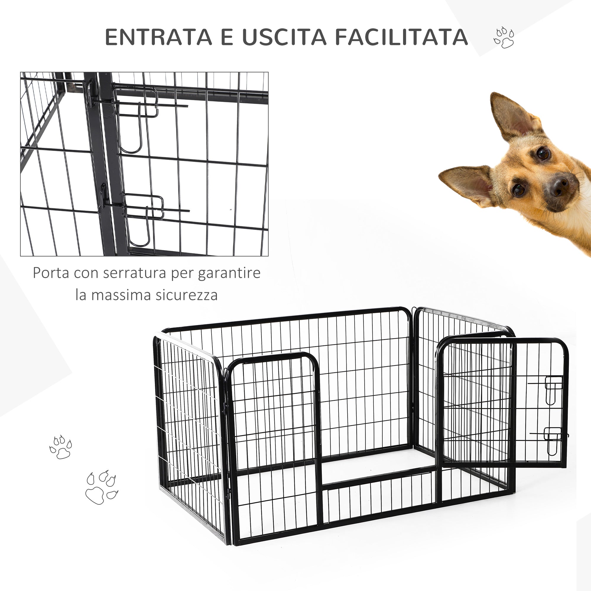 Easycomfort Recinto per cuccioli, Recinzione per animali, 125x80x70