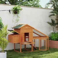 Pollaio da Giardino per 1-2 Galline con Area per Cova, Casetta e Spazio Aperto, in Legno e Metallo, 179x67x115 cm