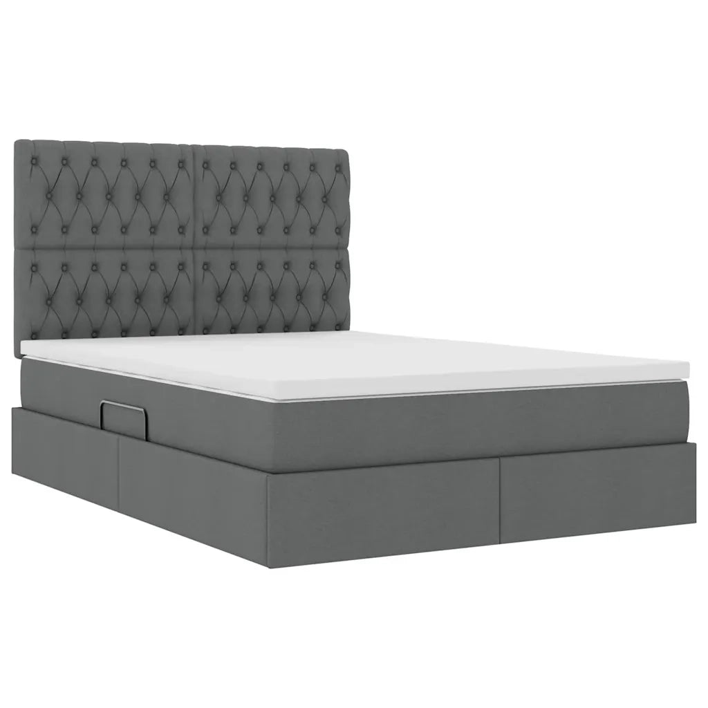 Letto con contenitore e LED con led Grigio scuro 140 x 190 cm