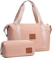 Set di valigie per donna, bagaglio, valigetta per weekend, sacchetto da bagno, impermeabile, sacchetto d'allenamento, 40 x 20 x 25 cm, rosa, 2 pezzi