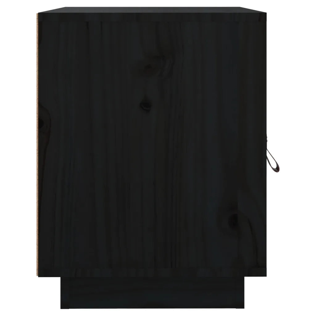 Comodino-Tavolino da notte Nero 40x34x45 cm in Legno Massello di Pino 142204